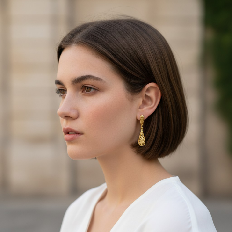 Boucles d’oreilles Irène – Plaqué or 24K