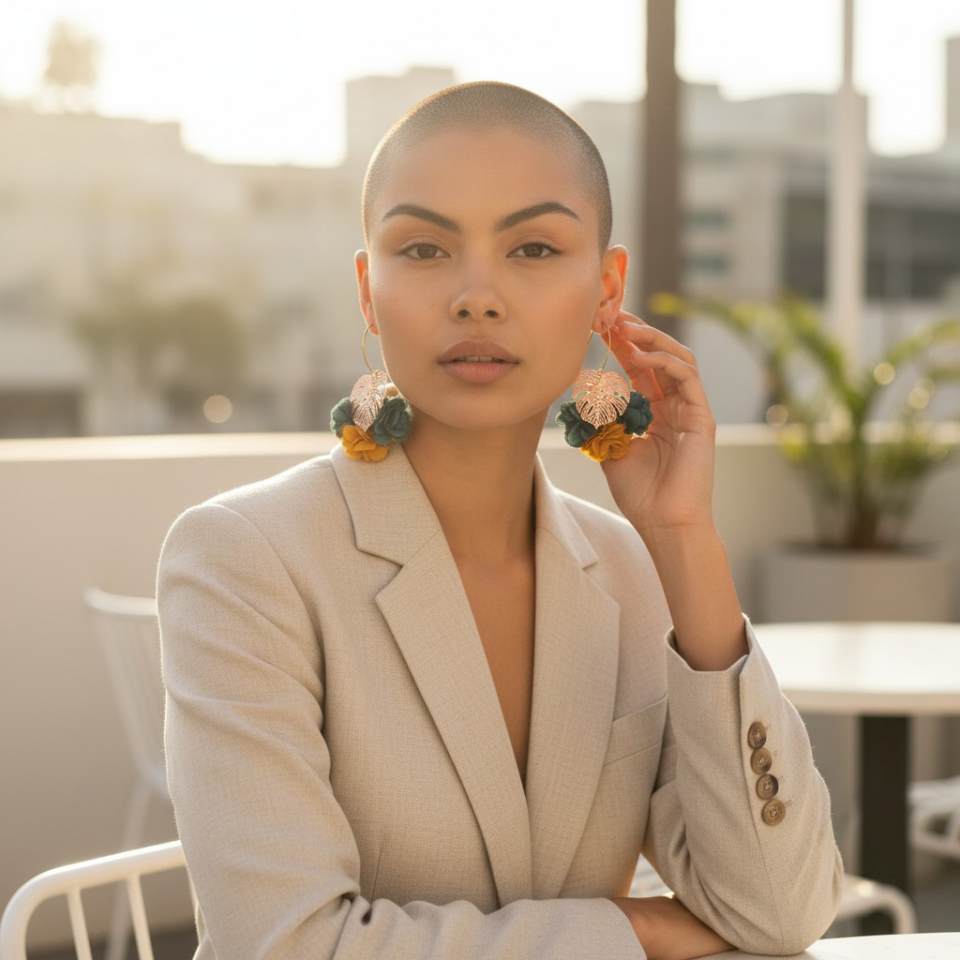 Boucles d’oreilles Sylvie – Fleurs en tissus